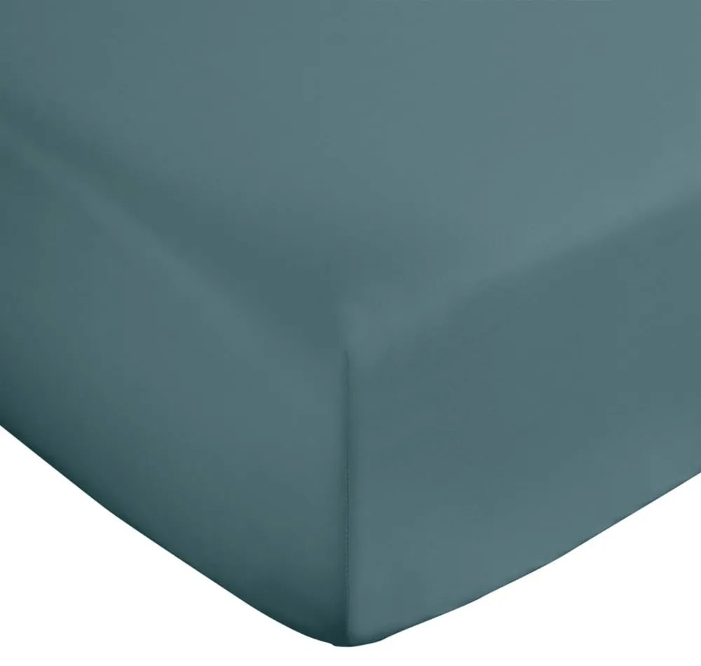 Cearceaf albastru-verde din bumbac satinat cu elastic 150x200 cm Cotton Sateen – Bianca