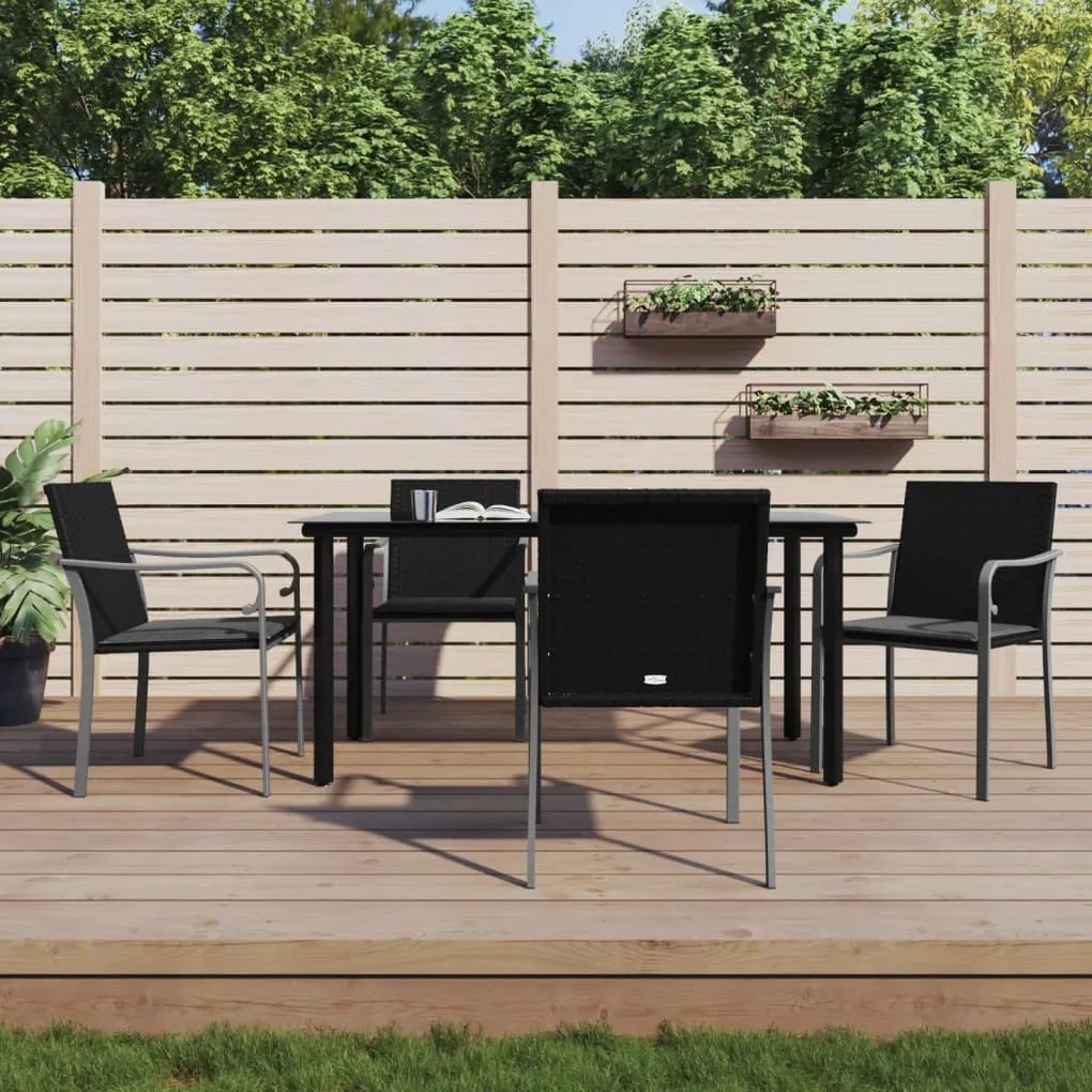 vidaXL Set mobilier de grădină cu perne, 5 piese, poliratan și oțel