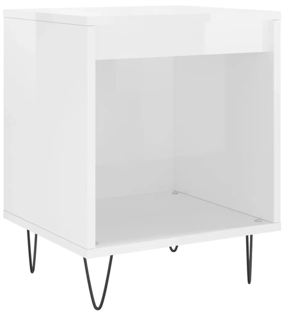 830720 vidaXL Noptieră, alb extralucios, 40x35x50 cm, lemn compozit