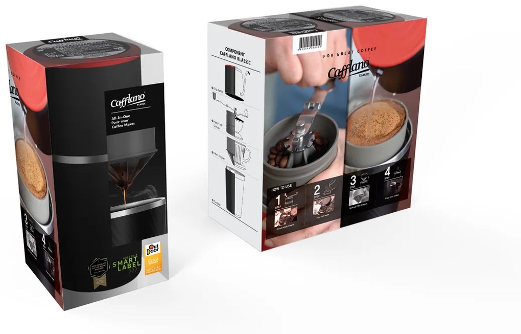 Aparat de cafea de voiaj Cafflano Classic (negru) + râșniță