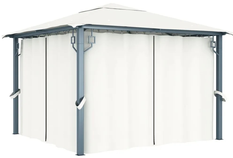 vidaXL Pavilion cu perdele, crem, 300 x 300 cm, aluminiu