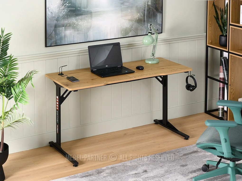 Masă PC Matts 140 (stejar + negru). 1109791