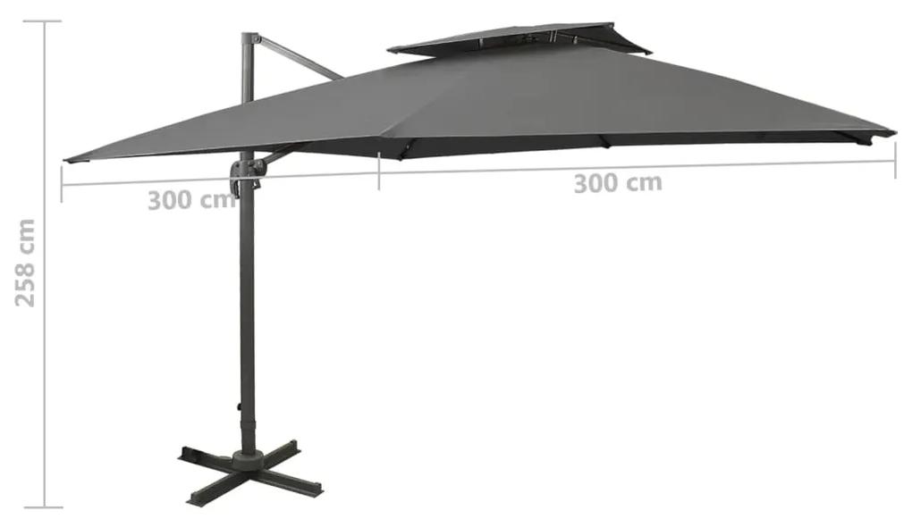 Umbrela suspendata cu invelis dublu, antracit, 300x300 cm Antracit, 300 x 300 cm