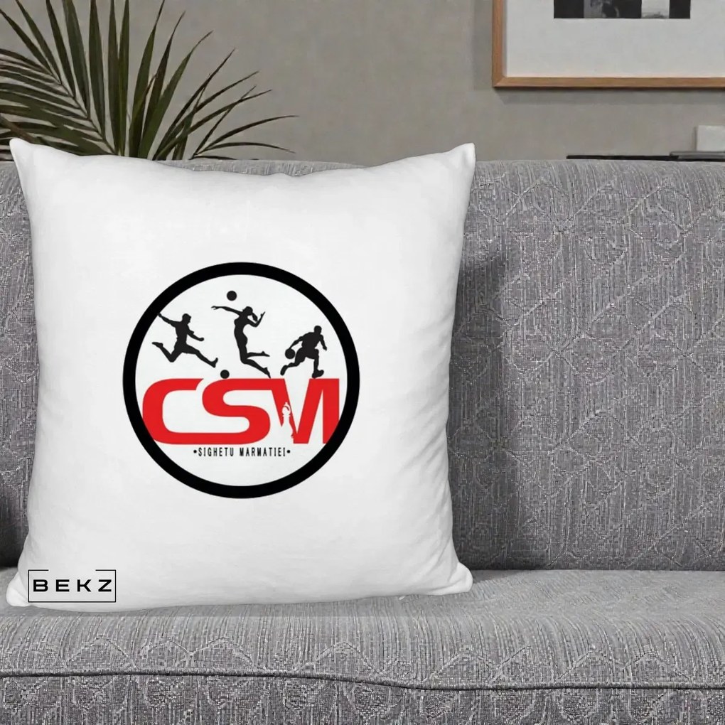 Perna Personalizata CSM Sighetu Marmatiei Sport, 40x40 cm, Alb Pufos, Husa Detasabila, Perna Inclusa, BEKZ®