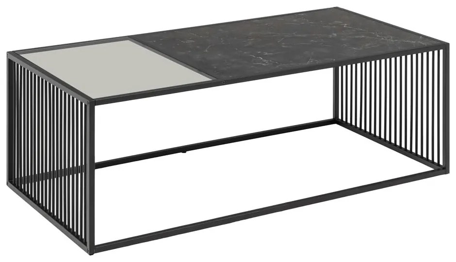 Măsuță de cafea neagră cu blat din sticlă 60x120 cm Strington – Actona