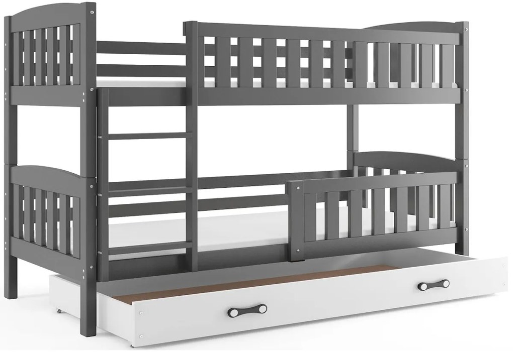 Expedo Pat supraetajat FLORENT 2 + SD + saltea + somieră GRATIS, 90x200, grafit, alb