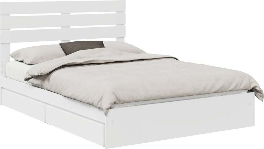 vidaXL Pat cu storage cu headboard Alb 140 x 190 cm Lemn compozit
