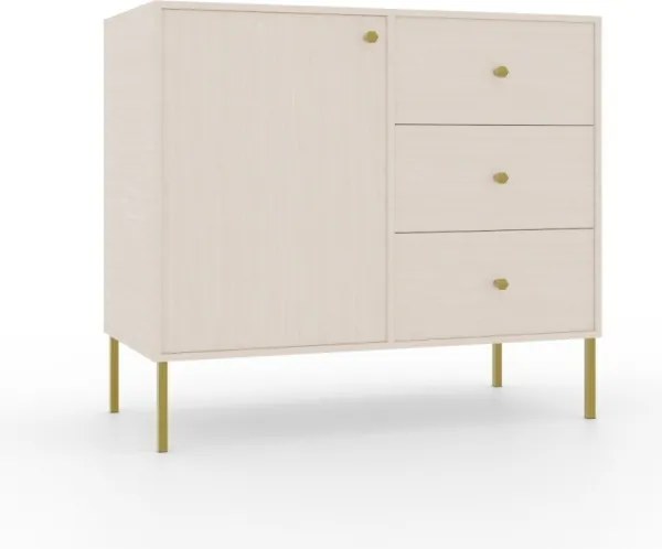 Comodă cu usa si trei sertare, 84x41x74 cm, Tili System. ADRK Furniture (Culoare: Bej nisip / Bej nisip)