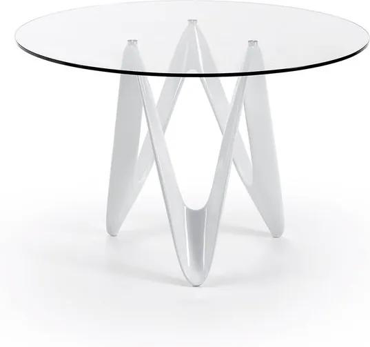 Masa rotunda pentru dining sticla si metal alb Eos La Forma