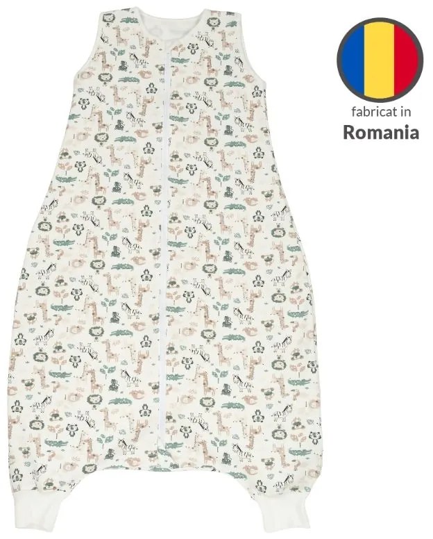 Sac de dormit cu picioare din bumbac flausat 5-7 ani Kidizi Safari, 1 tog