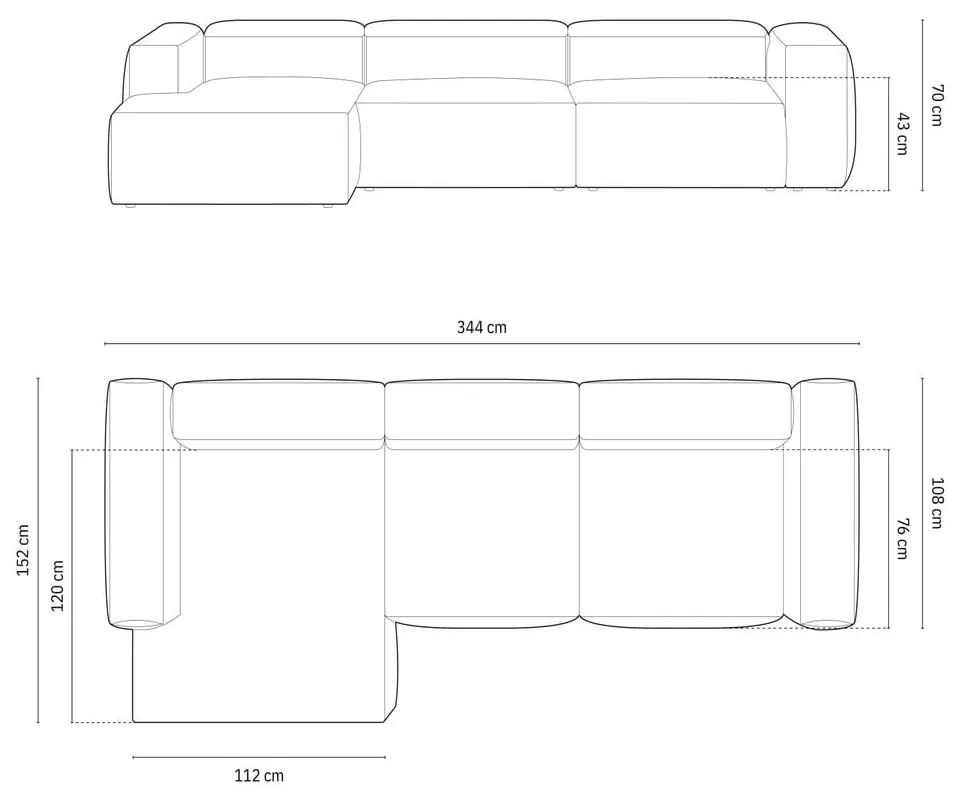 Colțar bej (cu colț pe partea stângă/cu șezlong) Bergamo – Cosmopolitan Design