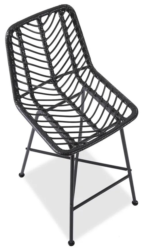 Scaun de bar din ratan negru ESPO 97