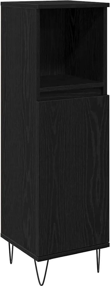 vidaXL Dulap de Baie Stejar Negru 30 x 30 x 100 cm Lemn compozit