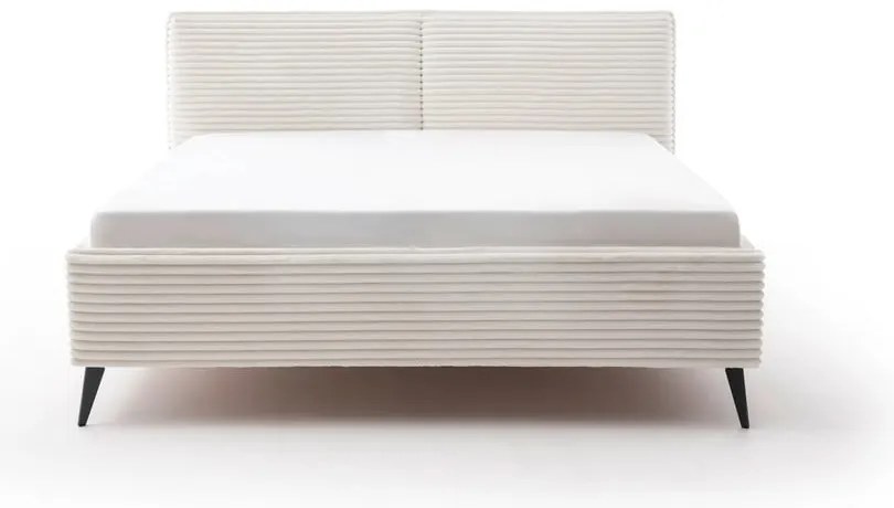 Pat matrimonial bej tapițat cu spațiu de depozitare cu somieră 160x200 cm Matera – Meise Möbel