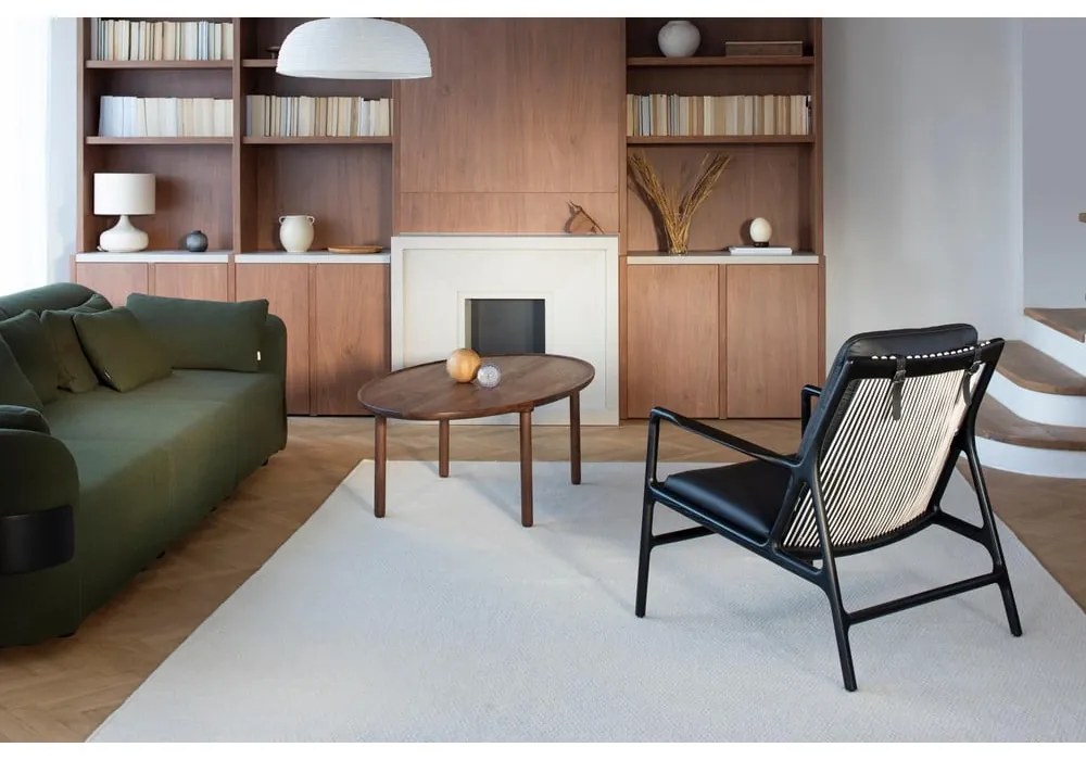 Fotoliu negru-bej cu tapițerie din piele Dedo – Gazzda