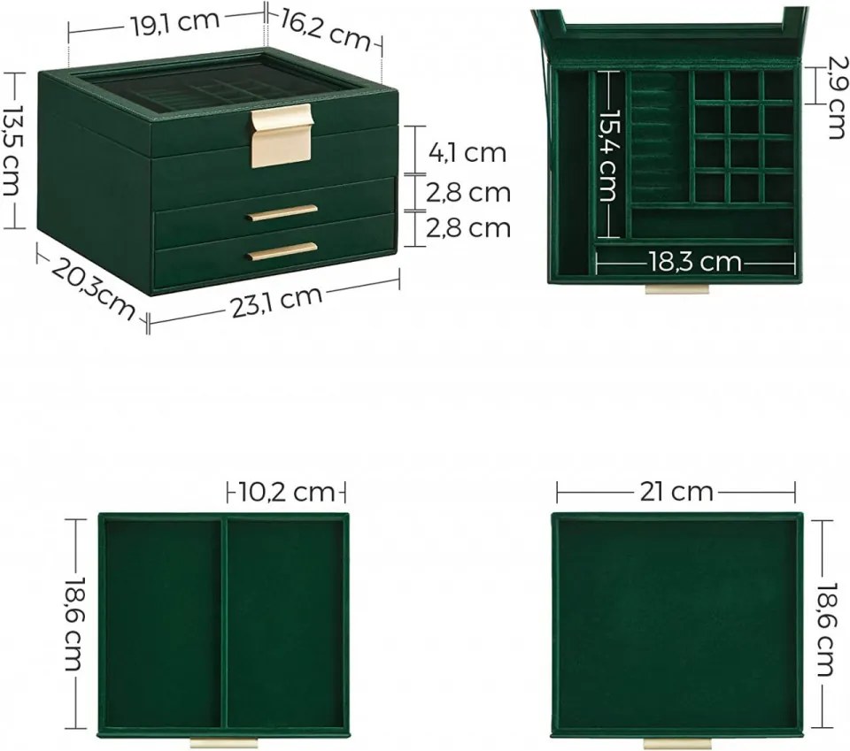 Cutie Bijuterii, MDF, Verde