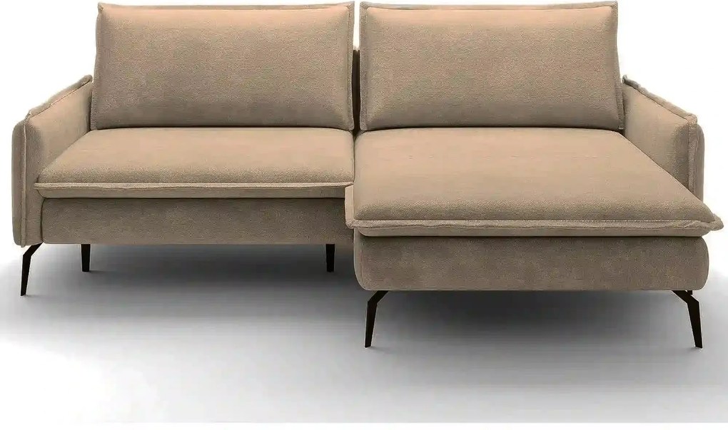Coltar extensibil GLOSSY, sezlong dreapta, stofa catifelata bej - Rivi