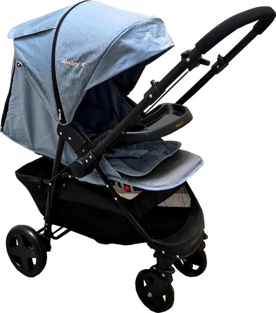 Carucior nou nascuti 2 in 1 BABY CARE™ PRO SK10, Maner reversibil, Spatar reglabil in 3 trepte, Frana picior,Pliabil , Turquoise