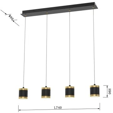 Lustră LED dimabilă pe cablu Wofi 7003-404 TOULOUSE LED/34W/230V negru/auriu