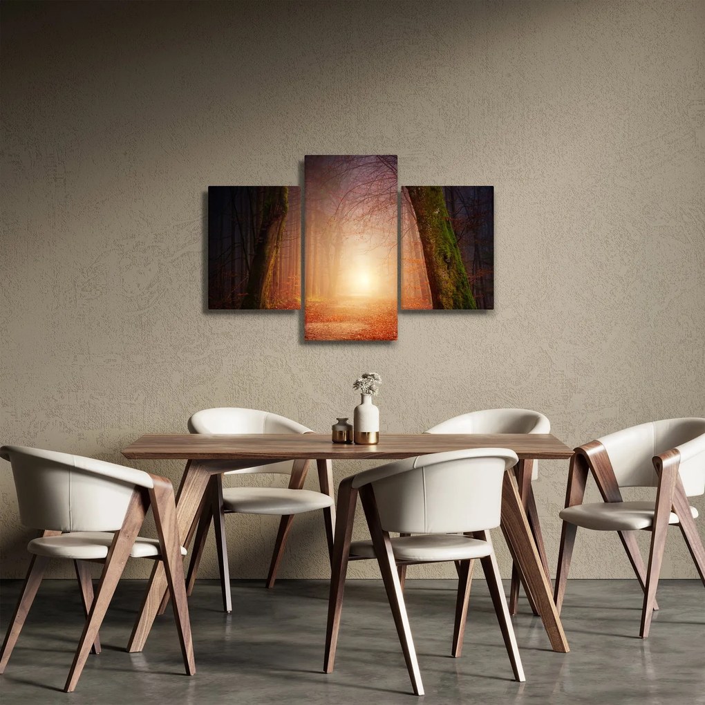 Tablou cu pădurea toamna în ceață (90x60 cm)