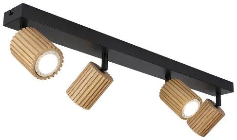 Brilagi - Spot MODERN WOOD 4xGU10/8W/230V lemn de cauciuc/negru