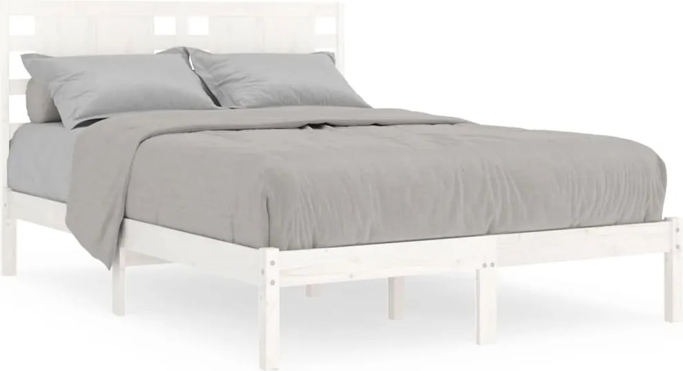 vidaXL Cadru de pat mic dublu, alb, 120x190 cm, lemn masiv