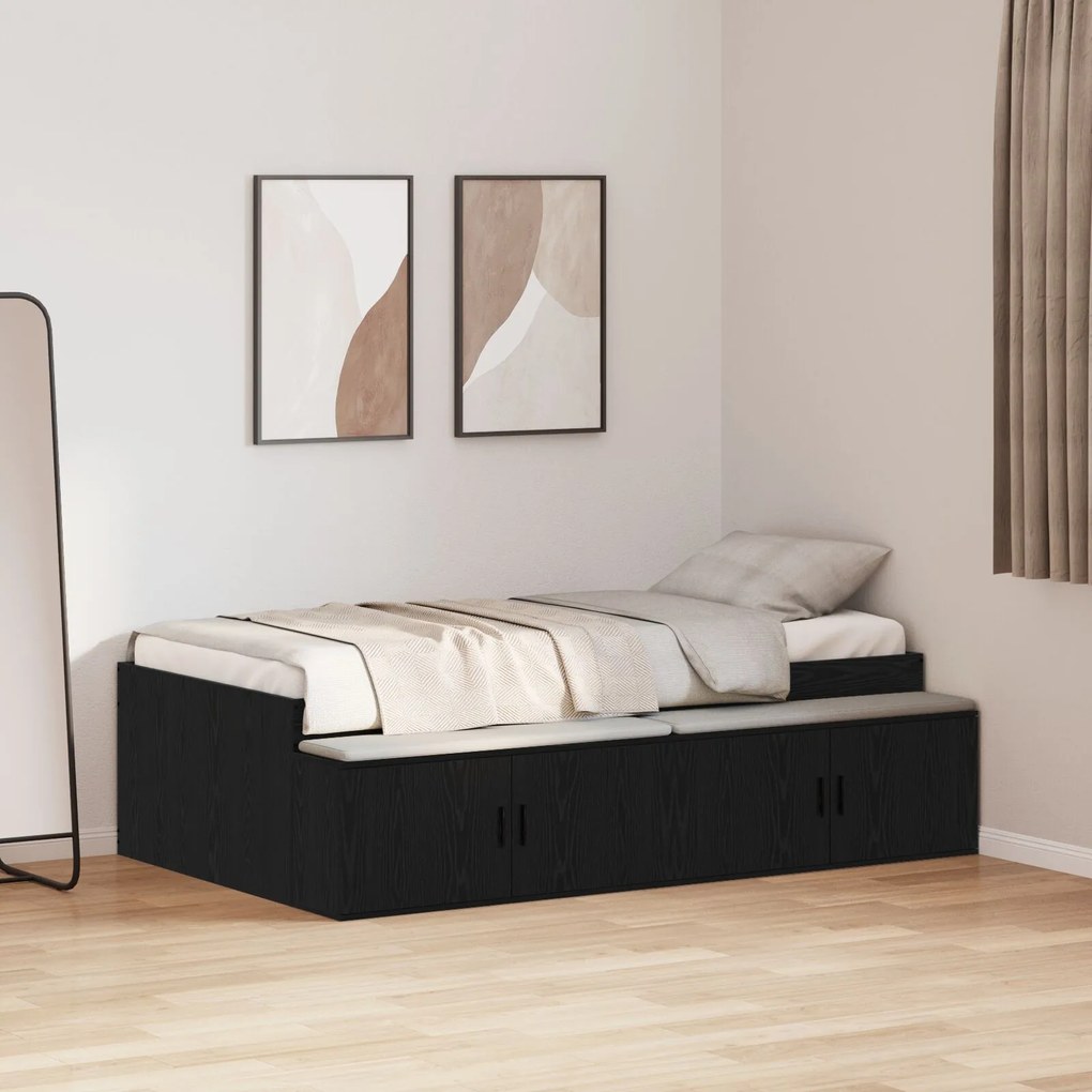 vidaXL Cadru de pat Stejar negru 75x190 cm