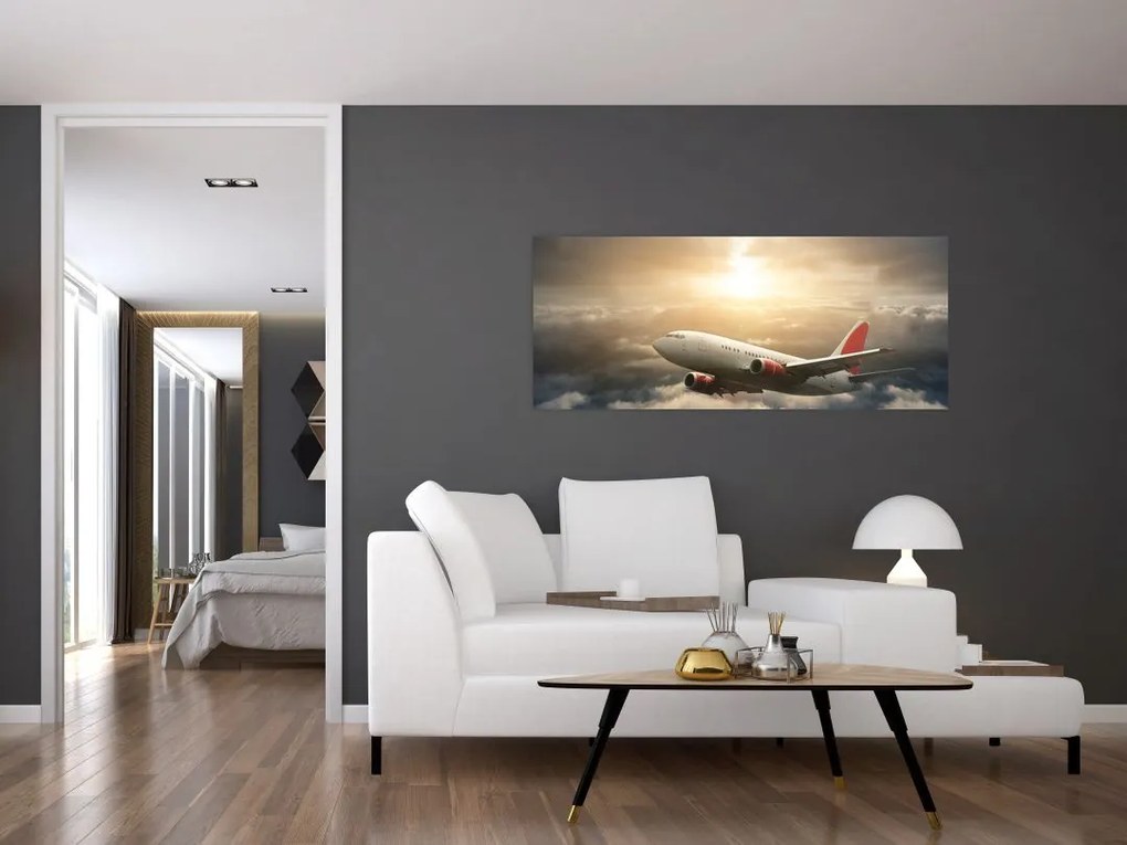 Tablou - Avion în nori (120x50 cm)