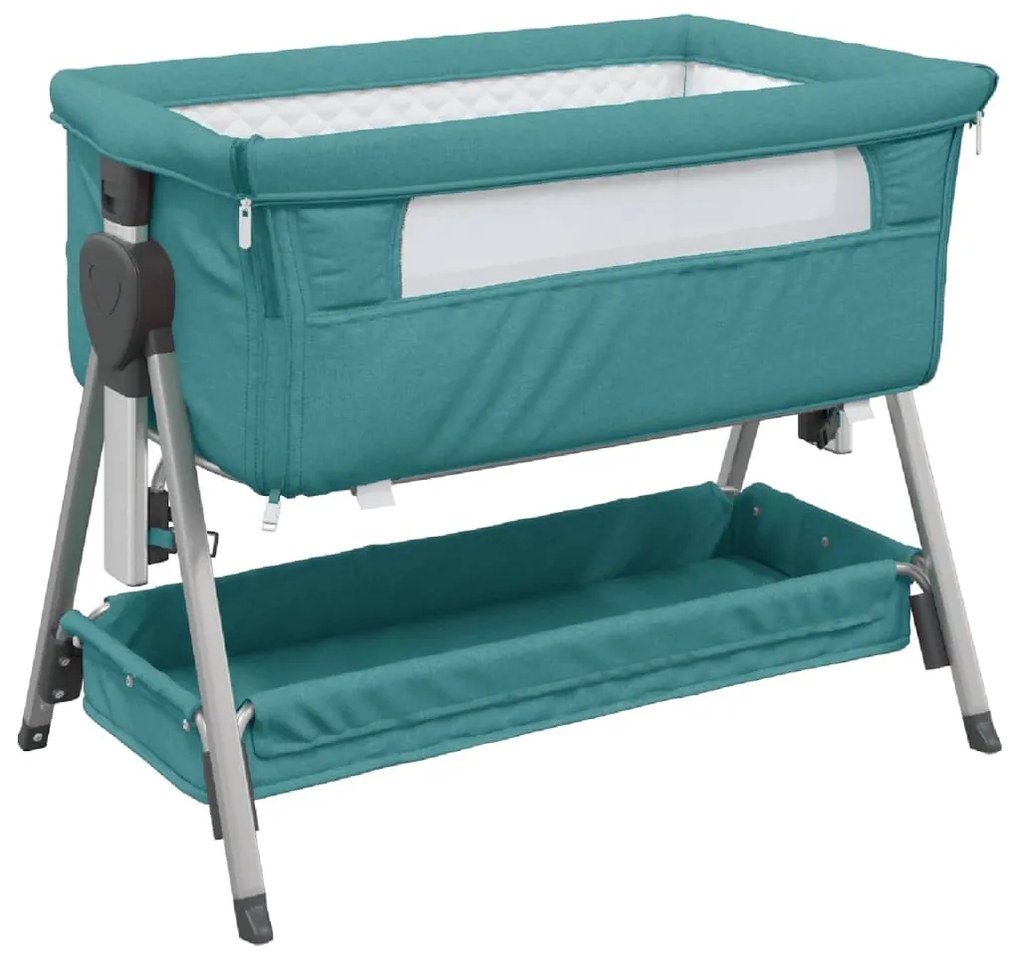 10294 vidaXL Pat pentru copii cu saltea, verde, pânză textil