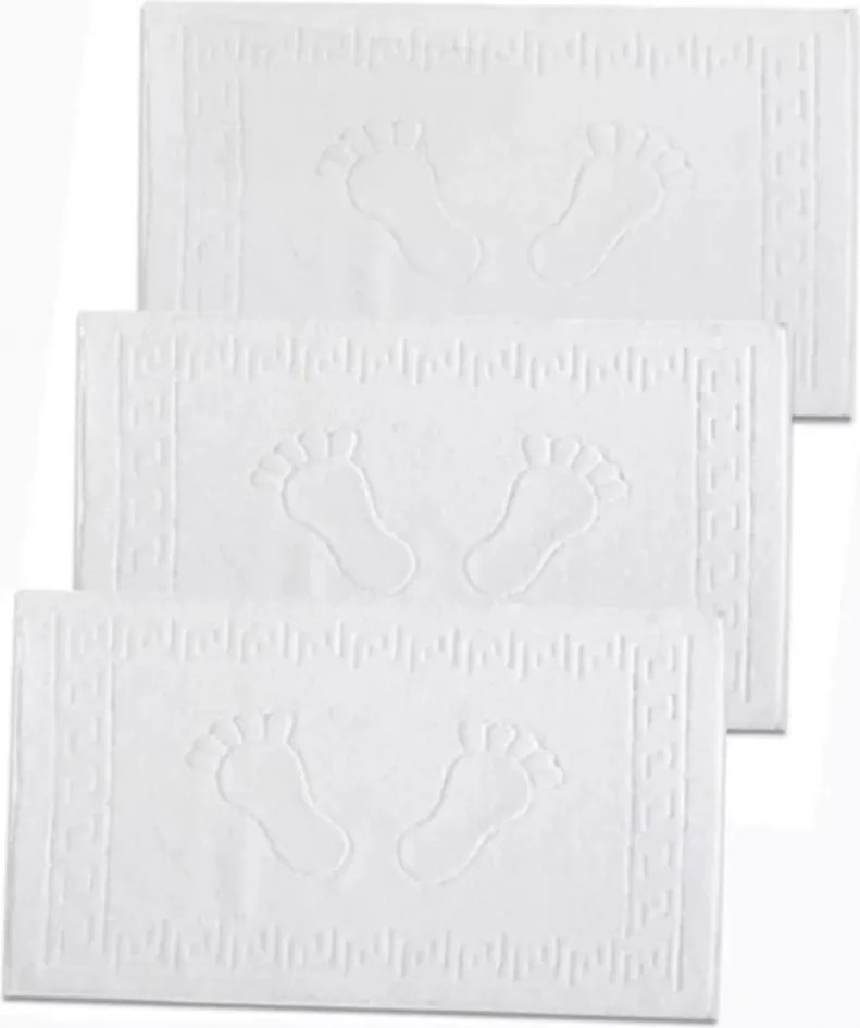 Set 3 Covorașe Baie din Bumbac Pakistanez 100%, Absorbante, Moi și Antiderapante, Alb