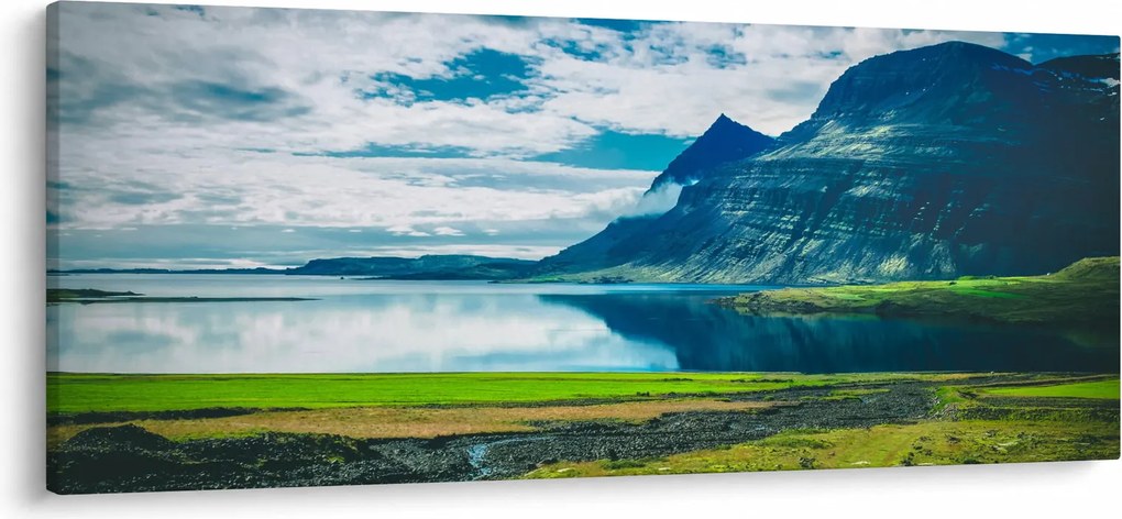 Tablou cu lac și munți (120x50 cm)