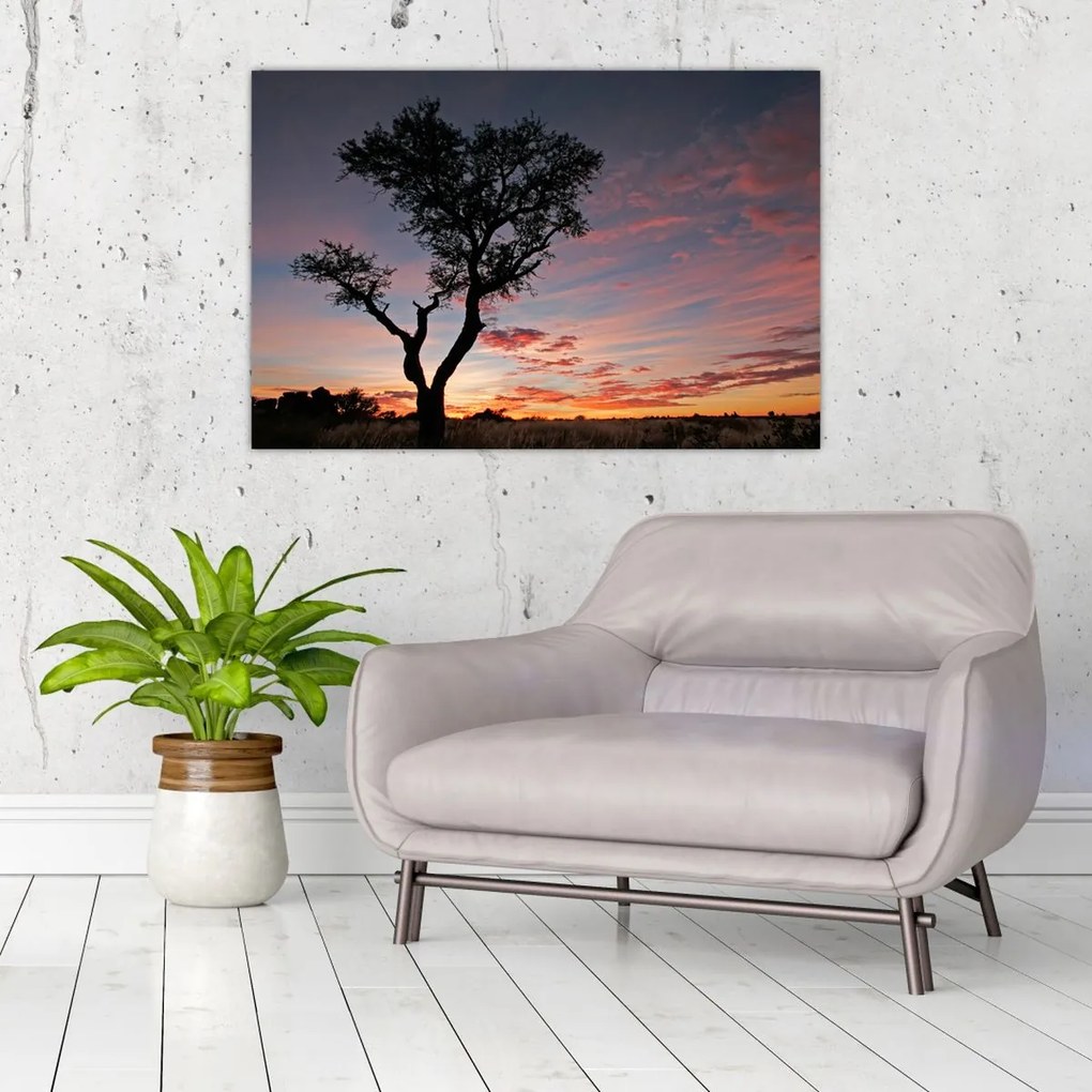 Tablou - Copac și nuanțe roșiatice (90x60 cm)