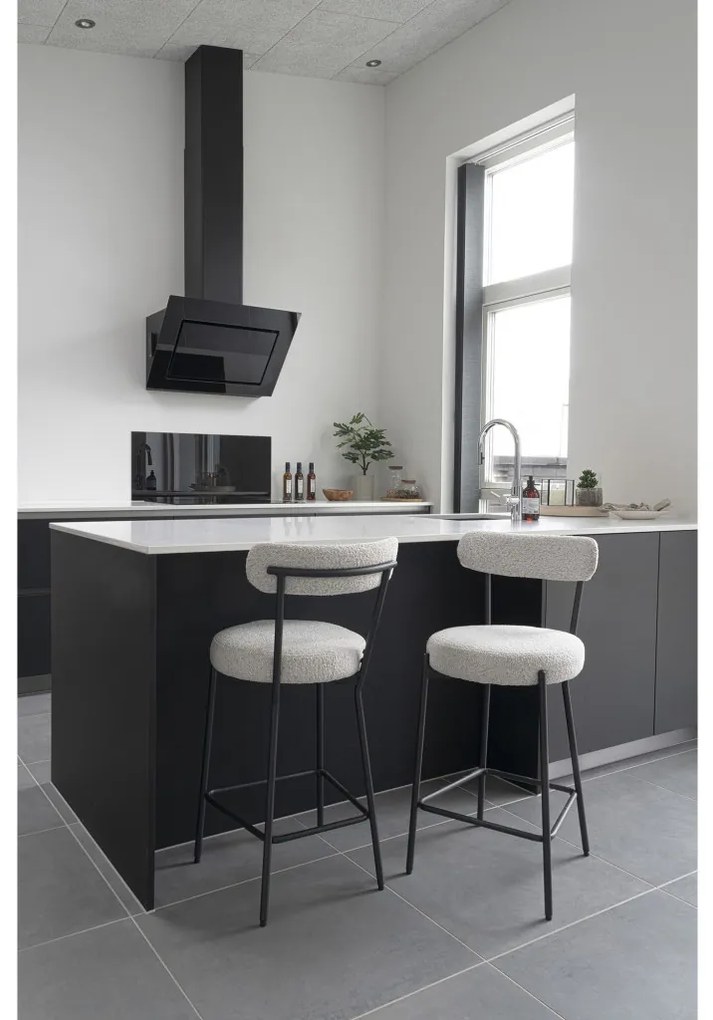 Badalona bartool, taburet, alb, picioare negre