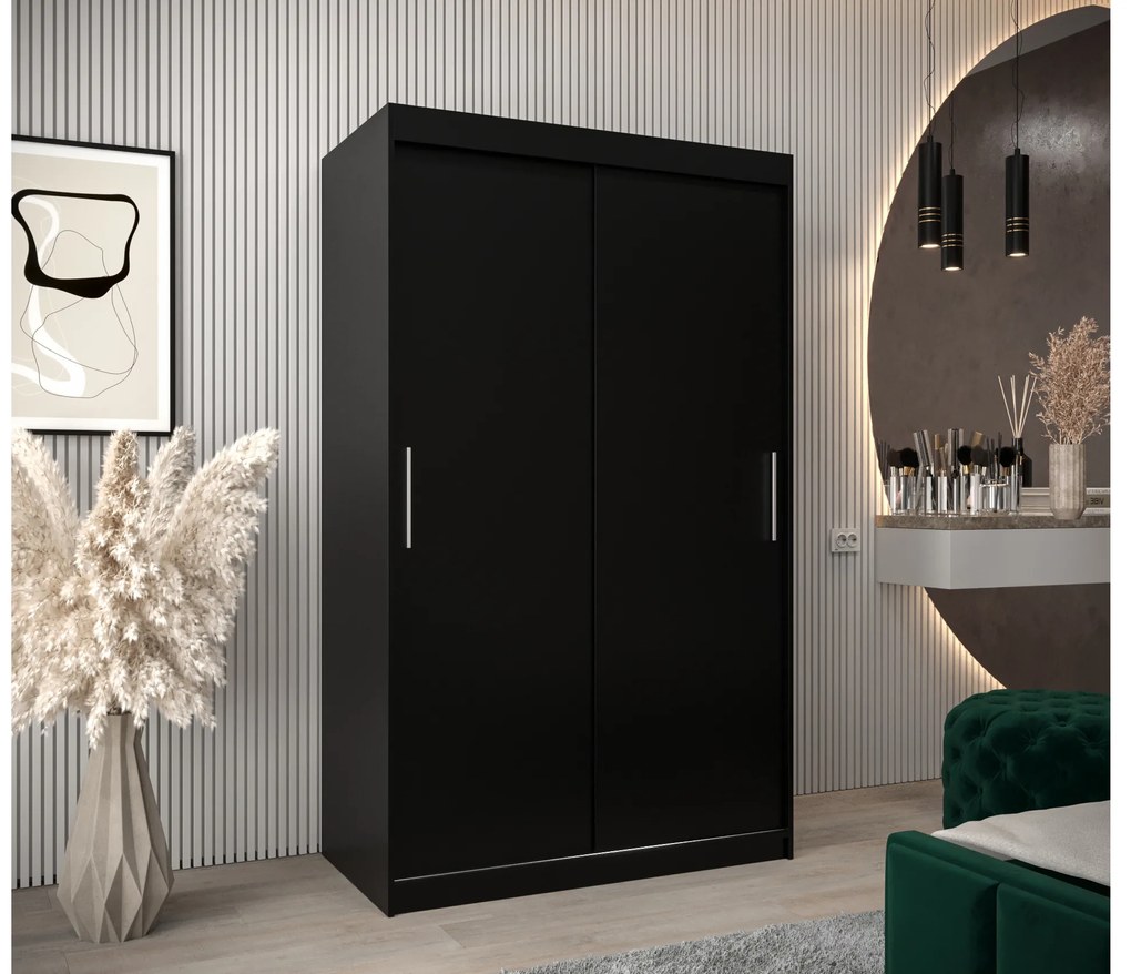 Dulap de haine 120 cm Toki (negru mat + stejar sonoma). 1064810