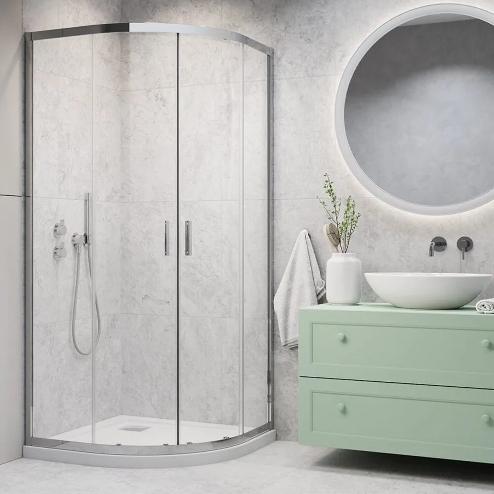 Pachet cabina de dus Alienta A 80x80 cm, cadita pentru dus Tinos A Compact alb si sifon cadita crom