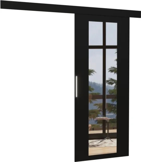 Usa glisanta cu oglinda, Brit, ADRK Furniture (Culoare: Ciocolata, Latime: 86 cm)