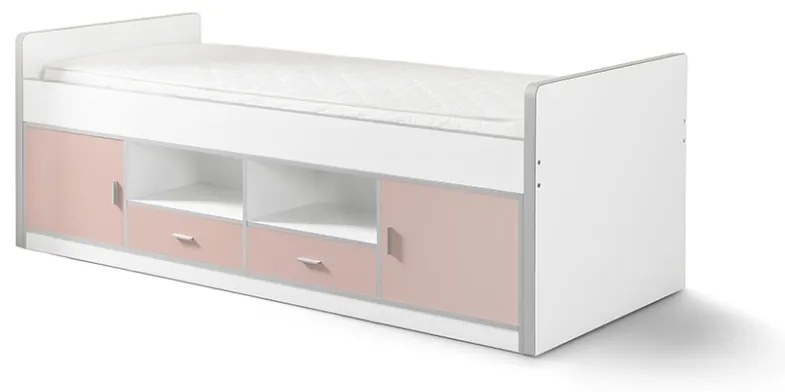 Pat cu Depozitare Integrată , Roz și Alb (PAL și MDF) Bonny – Vipack