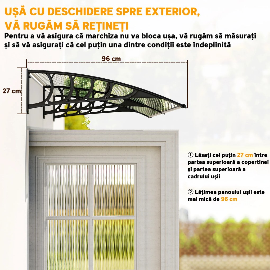Outsunny Copertina moderna din PP, 200x96x27 cm, negru | Aosom Romania