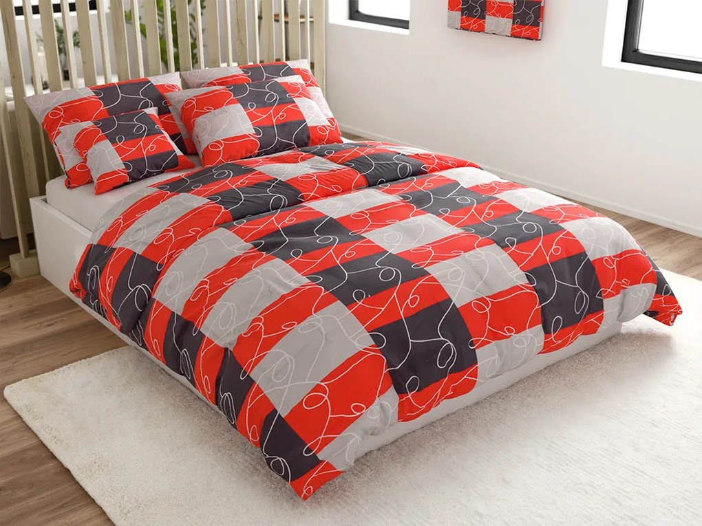 Lenjerie de pat din bumbac SQUARES BLEND rosie Dimensiune lenjerie de pat: 70 x 90 cm | 140 x 200 cm