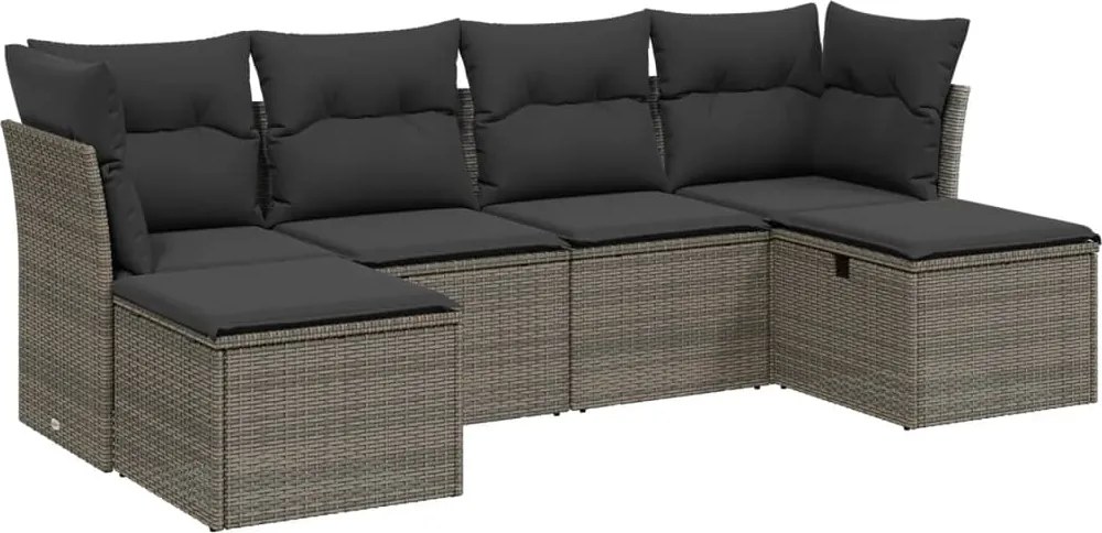 vidaXL Set mobilier grădină cu perne, 6 piese, gri, poliratan