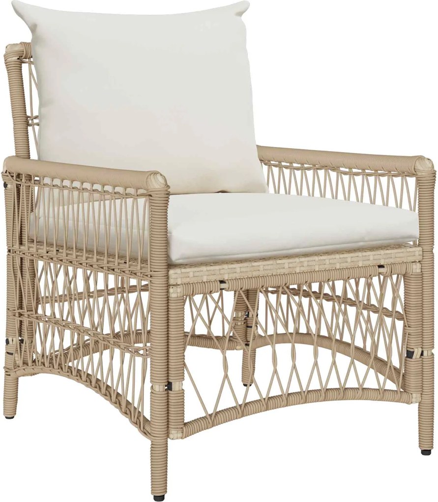 vidaXL Scaun pentru Grădină cu pernă Bej 73 x 61 x 77 cm poliratan