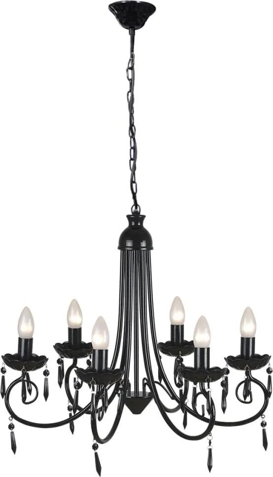 vidaXL Lampă de tavan Candelabru elegant negru 6 fasunguri pentru becuri