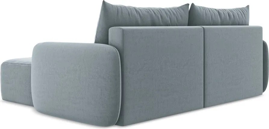 Colțar albastru extensibil/cu spațiu de depozitare cu tapițerie din catifea (cu colț pe partea dreaptă/cu șezlong) Kalena – Makamii