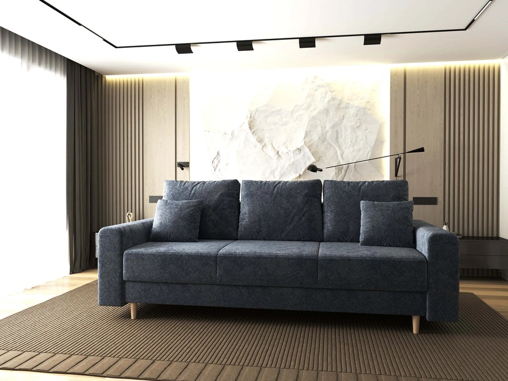 Canapea extensibilă dumonde cu ladă de depozitare si sezut confortabil din spuma high-density, Kronos Euphoria Grafit 210x100 cm