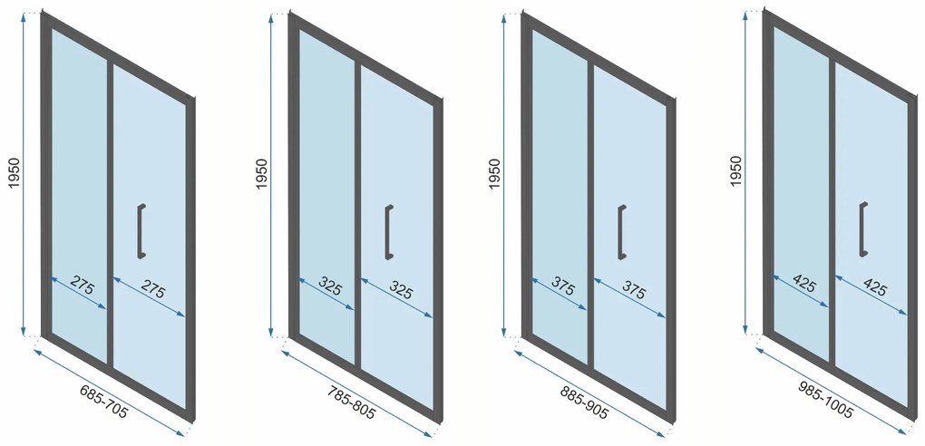 Cabina de dus de perete Rapid Fold Negru 90x100cm, Rea