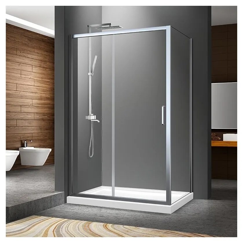 Cabina de dus dreptunghiulara Fluminia Iris cu usi culisante 100x80 cm crom