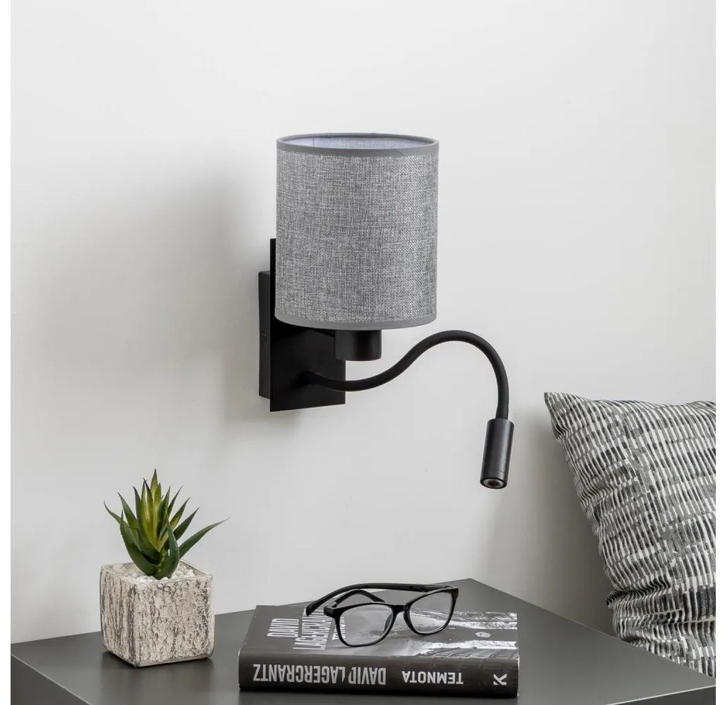 Lampă LED flexibilă de perete Brilagi NUBILA 1xE27/25W/230V + LED/3W negru/gri