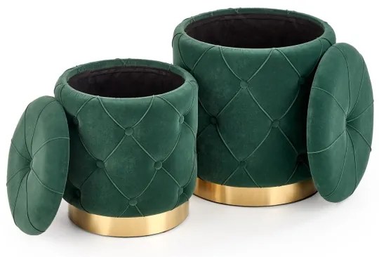 SET 2x taburet POLLY d. 40/44 cm verde/auriu