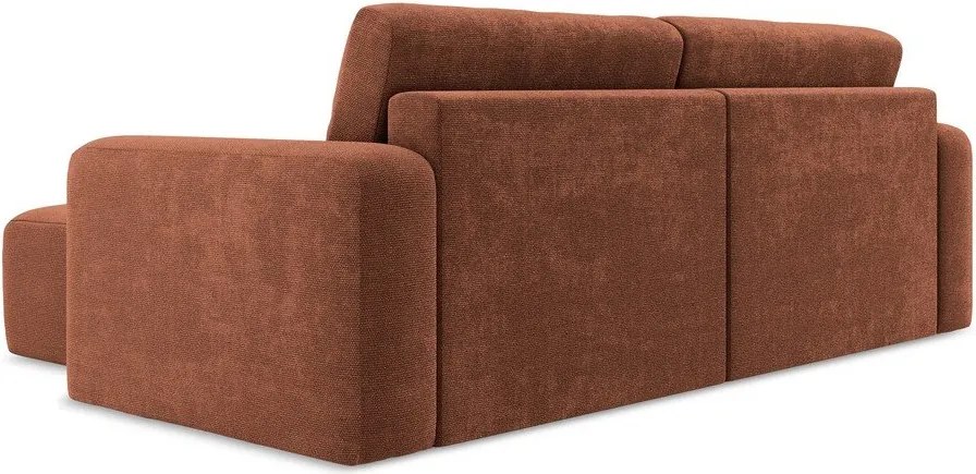 Colțar teracotă extensibil/cu spațiu de depozitare cu tapițerie din chenille (cu colț pe partea dreaptă/cu șezlong) Kona – Makamii