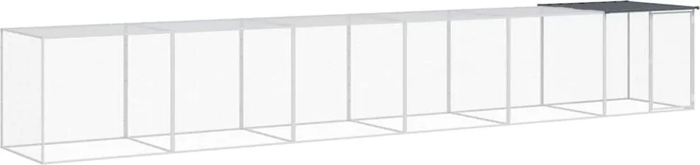 vidaXL Coteț pui cu acoperiș, antracit, 603x98x90 cm, oțel galvanizat